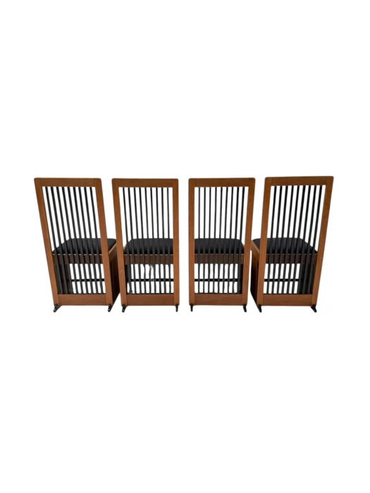 Four Art Deco Modernist High Back Dining Chairs by Architect Caspers, 1920s